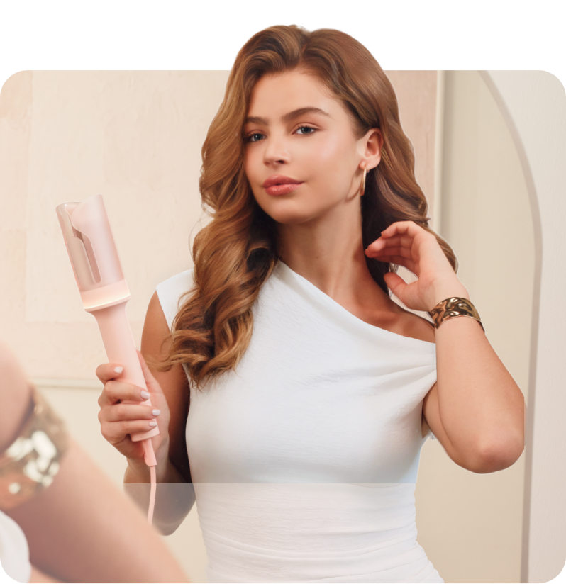 Woman with a complete head of polished curls
